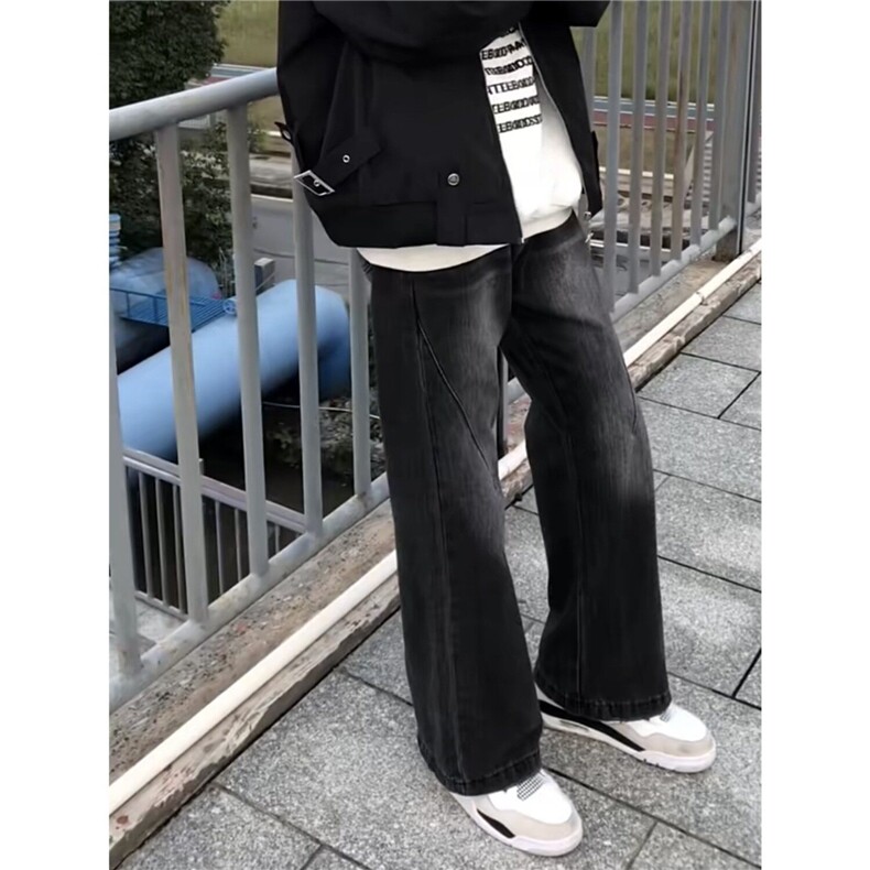 现货 美式做旧水洗复古牛仔微喇长裤男宽松阔腿高级感WL5111-P42图片