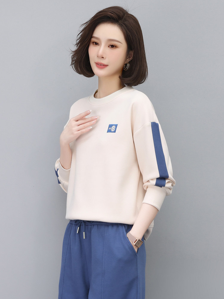 时尚撞色宽松卫衣女新款韩版百搭显瘦长袖上衣学生休闲外套潮,女装卫衣/绒衫,依恋蒂丝