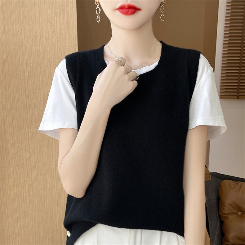 2024年秋季时尚气质方领百搭简约套头马甲，女装马甲，越洋羊