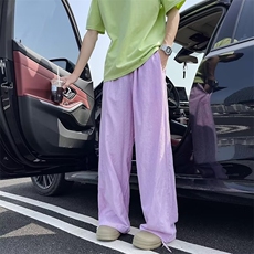 细条纹休闲裤男士韩版潮流高街阔腿2024夏季新款ins长裤K5295-P40，男装休闲裤，星座412-2