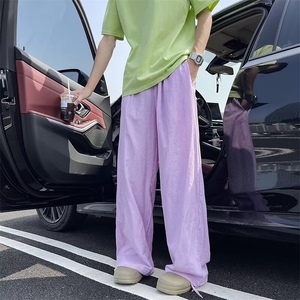 细条纹休闲裤男士韩版潮流高街阔腿2024夏季新款ins长裤K5295-P40图片