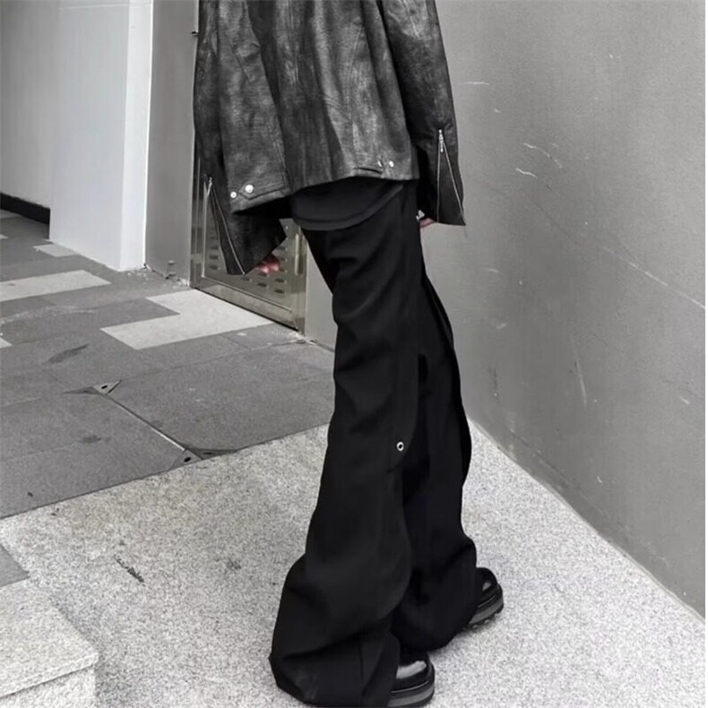 美式解构小众设计高级感微喇叭西裤男高街修身重磅垂感休闲裤长裤,男装休闲裤,星座506A