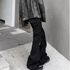 美式解构小众设计高级感微喇叭西裤男高街修身重磅垂感休闲裤长裤，男装休闲裤，星座506A