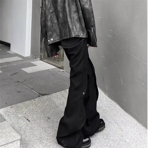 美式解构小众设计高级感微喇叭西裤男高街修身重磅垂感休闲裤长裤图片