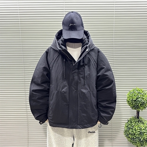 2025新标90白鸭绒短款连帽加厚简约男羽绒服外套图片