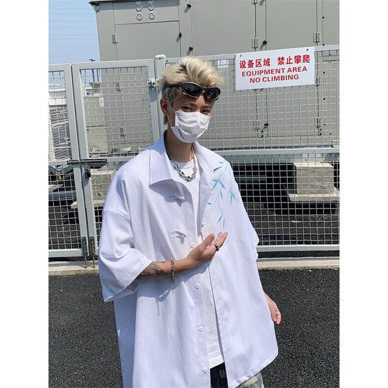 B225-C6615-P47-X59--新中式短袖风衬衫短袖-聚酯纤维,男装衬衫,电商B225