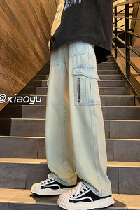 XZ616 早秋季新款大码工装拉链牛仔裤 TY502 P65控78图片