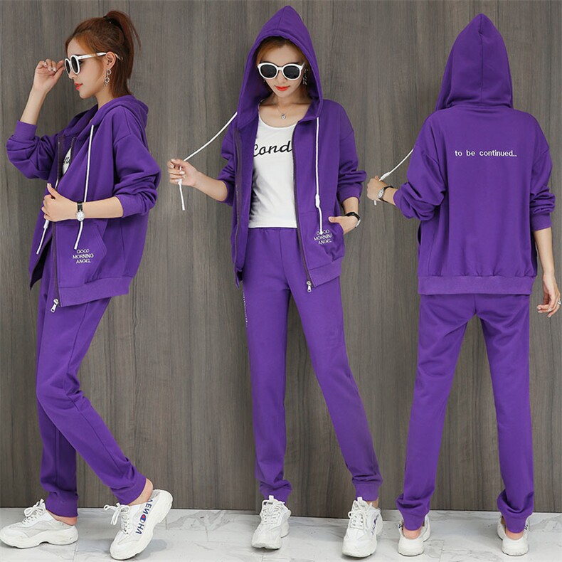 韩版长袖休闲运动套装女秋季两件套时尚卫衣运动服2020，女装运动套装，凯瑟曼