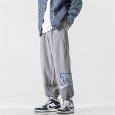 日系2023秋冬卡通印花宽松抽绳束脚运动休闲潮牌裤子2114-P40控69，男装休闲裤，星座914-3