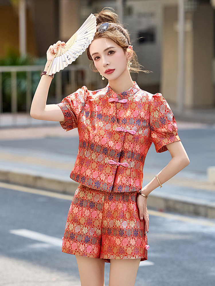 新中式国风短裤套装女夏新款轻奢高级感时尚减龄绝美小香风两件套,女装套装/套裙,韩宇舍