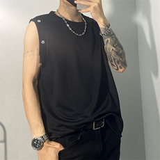 美式潮流夏季金属钉扣无袖针织背心T恤男女JT578-P35，男装背心/马甲，星座1109-3