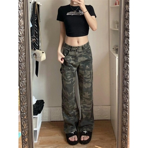网络图现货复古牛仔裤男女春秋新款迷彩长裤 RN7007-P55图片