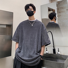 休闲ins风情侣款上衣日系潮流高级感短袖圆领上衣HY275TP38控58，男装T恤，电商A102B