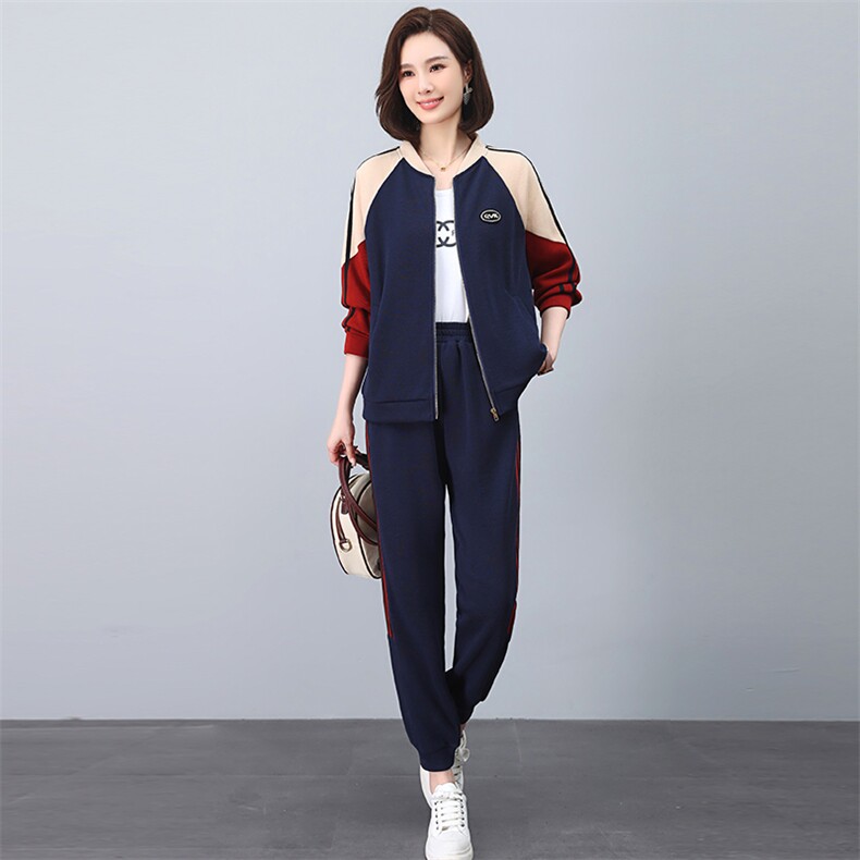 运动装套装女2025新款中老年女装时尚休闲中年妈妈运动服两件套装，女装套装/套裙，涵誉