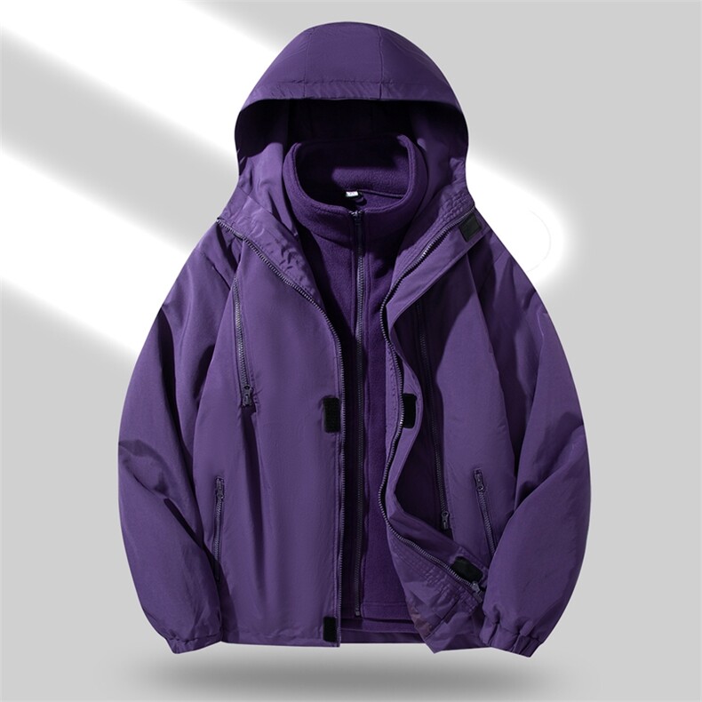2025冬季户外冲锋衣加厚三合一冲锋衣可拆卸大码防风防水外套夹克,男装夹克,星座1402-3