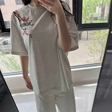 万针全刺绣工艺抖音得物高品质260克重磅纯棉双纱美式高街短袖T恤，男装T恤，电商A486