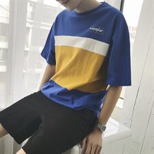 港风纯棉圆领短袖T恤原宿时尚体恤春夏季半袖衣服DS100T，男装T恤，电商A102