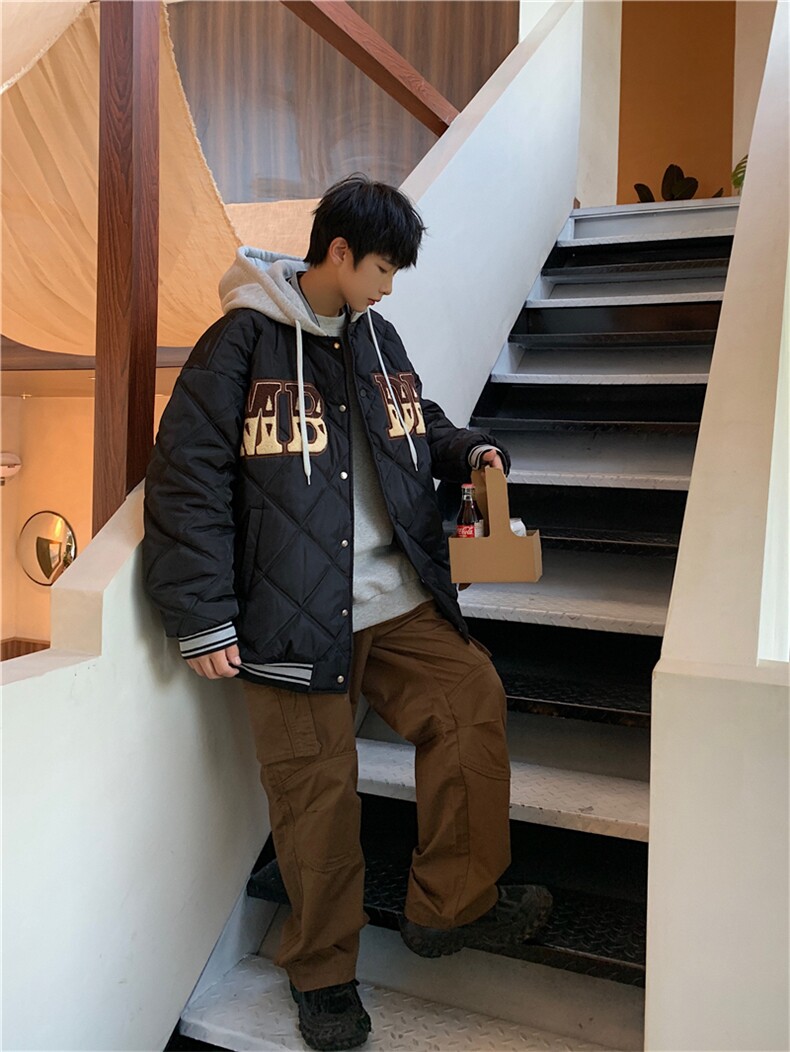 连帽棒球服菱男菱形格加棉加厚棉服棉袄植绒外套X1213-MY22-P125,男装棉衣,星座1213