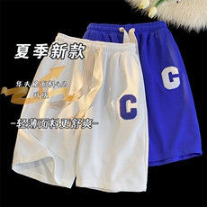 短裤男女织带绣标C2025新款华夫格五分裤休闲运动中裤K1077-P26，男装牛仔裤，星座207