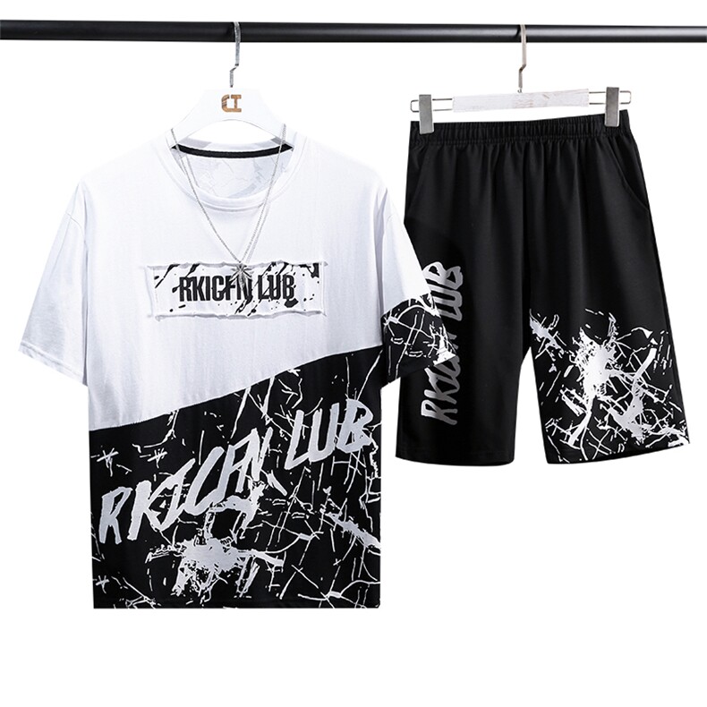 有利20短袖套装夏季新款韩版潮流上衣服运动休闲T恤TZ24-P55,男装休闲套装,星座209-2