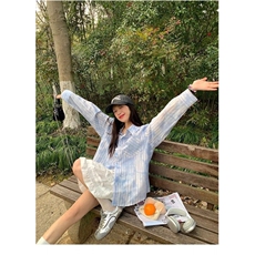 青春流行新款气质休闲长袖ins衬衫尖领潮百搭男女情侣夏季防晒衣，男装衬衫，星座506A