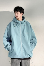 冲锋衣连帽夹克男宽松落肩纯色上衣外套DSA157B-JK727-P58，男装夹克，电商A157B