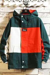 2021秋季新日系大码宽松撞色拼接外套男休闲连帽夹克J975-P75图片
