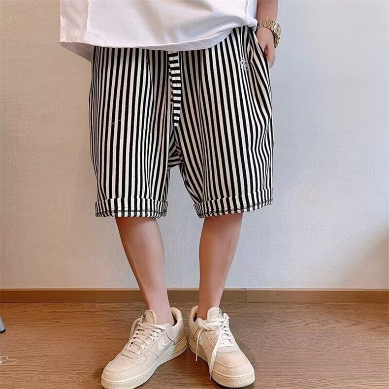 夏季潮牌高街宽松条纹百搭短裤男ins潮流休闲五分裤子LAD111-P40,男装牛仔裤,星座1008