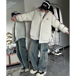 现货假两件格子羽绒棉衣抖音得物二开冬季棉服加厚外套BMY205图片