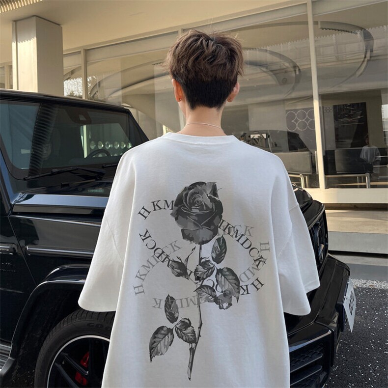 夏季重磅韩系百搭短袖T恤男潮情侣款半袖体恤打底衫宽松D019/P25图片