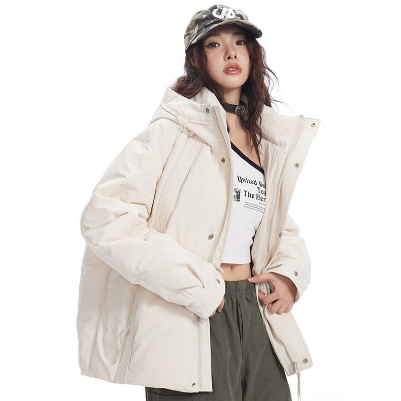 连帽加绒短款潮牌羽绒服连帽外套男士休闲宽松痞帅高街面包服673，男装羽绒服，电商A234