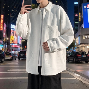 2025春季衬衫男新款港风宽松提花大码长袖衬衣CS023-P45(现货）图片
