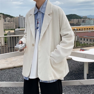灯芯绒西服男韩版潮流痞子帅气宽松2024冬季ins百搭外套W5502-P42图片