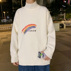 M18064-P45加绒P65半高领毛衣男士大码针织衫男毛线衣男线衫，男装针织衫/毛衣，电商A040