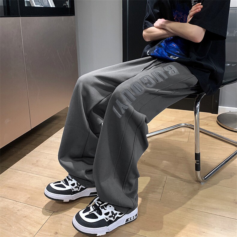 休闲裤男春季新款直筒阔腿长裤高街潮牌宽松运动裤子 K6348-P36图片