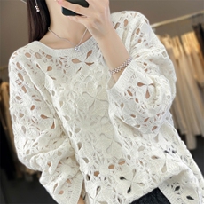 25秋冬新款100%纯羊毛衫女重工镂空钩花圆领羊绒衫长袖毛衣打底衫,女装羊毛衫,米丹羊绒,清河羊绒市场 25秋冬新款100%纯羊毛衫女重工镂空钩花圆领羊绒衫长袖毛衣打底衫,女装羊毛衫,米丹羊绒,清河羊绒市场