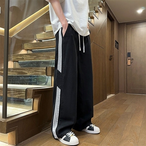美式条纹拼接直筒牛仔裤男宽松阔腿裤休闲长裤25XK67023特批40图片