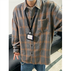 现货~磨毛格子大码长袖衬衫C5900/特P25深灰色，男装衬衫，电商A094