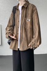 衬衫男秋季新款港风宽松灯芯绒扎染长袖衬衣CS3097-P42，男装衬衫，星座214-3
