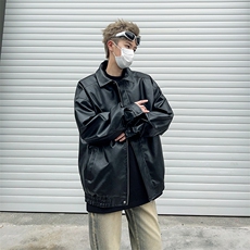 2024春季新款机车皮衣外套男美式复古潮流pu皮夹克现货W8125-P60，男装夹克，星座512-4