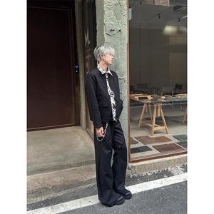 cleanfit假两件水墨画外套男春秋高级感痞帅小众设计衬衫拼接夹克图片