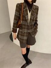 冬装厚昵格子上衣，其它，深度