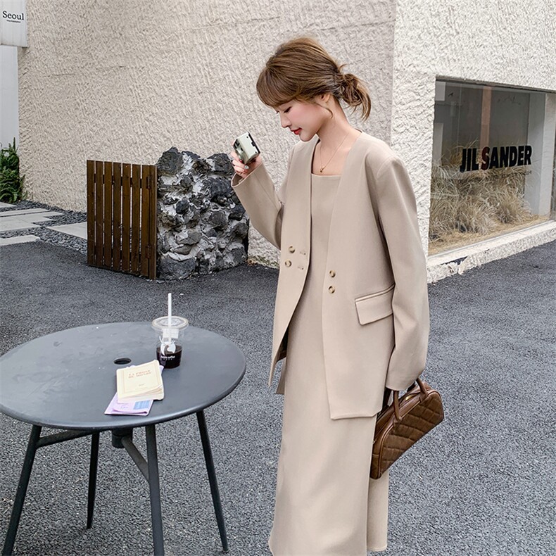 [现货】新款西装吊带连衣裙两件套A853P165K228,女装套装/套裙,2C269