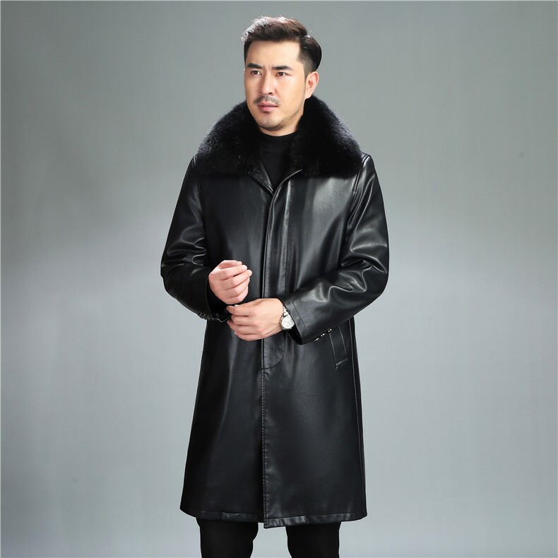 AWG888钱塘2020-3中年男士秋冬季厚款皮毛一体休闲外套P420,男装皮衣,钱塘207-3