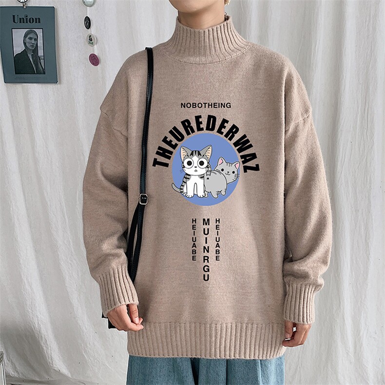 M18160-P45 加绒款-P65半高领毛衣男士大码针织衫男毛线衣男图片