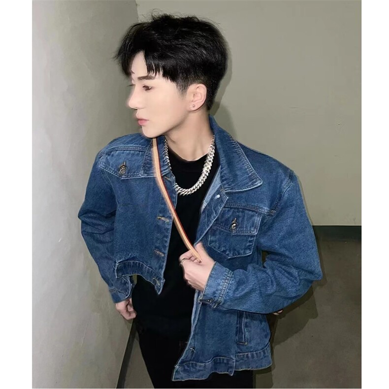 不规则长度裁剪垫肩牛仔夹克外套男1191-P70,男装夹克,星座910-5