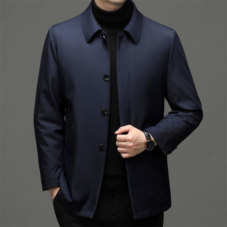 冬季新款水貂毛领休闲棉服中年男士加厚保暖棉衣可脱卸内胆外套图片
