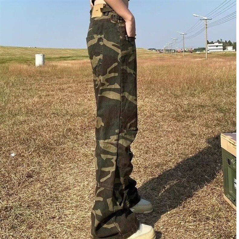 DA030-P55美式复古迷彩牛仔裤男潮牌ins痞帅直筒工装裤-网图现货,男装牛仔裤,星座603-2