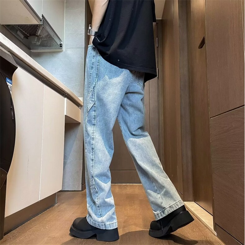 港风高街牛仔裤男新款ins潮流宽松百搭休闲直筒时尚长裤子G68/P48,男装牛仔裤,星座506