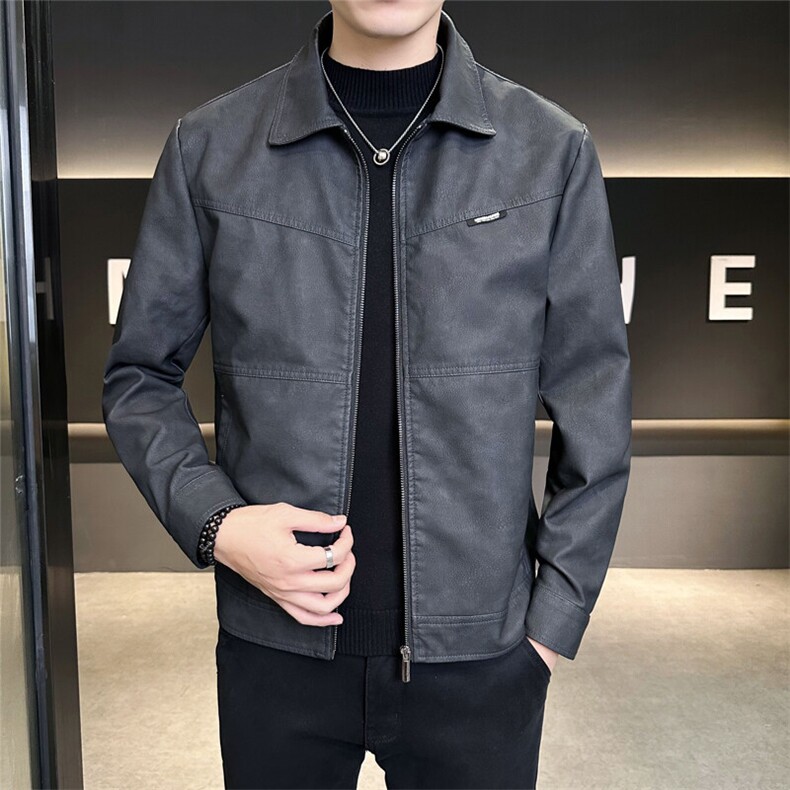 店主风2025秋季翻领皮衣男痞帅休闲外套男装夹克C317-J905-P135,男装夹克,电商C317